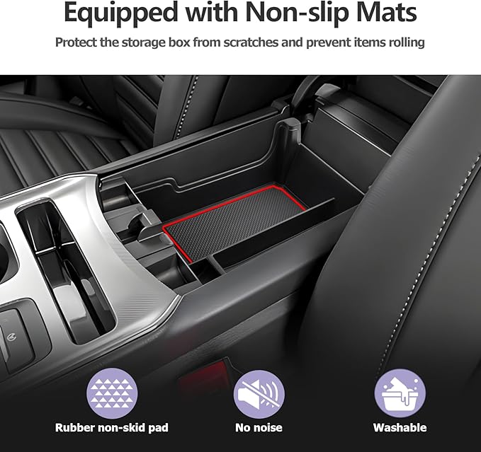 LUWU for 2024 Ford Edge Center Console Organizer Tray 2020 2021 2022 2023 2024 Ford Edge SE/SEL/ST-Line/Titanium/ST Console Organizer Armrest Storage Box Armrest Tray 2024 Ford Edge Accessories (Red)