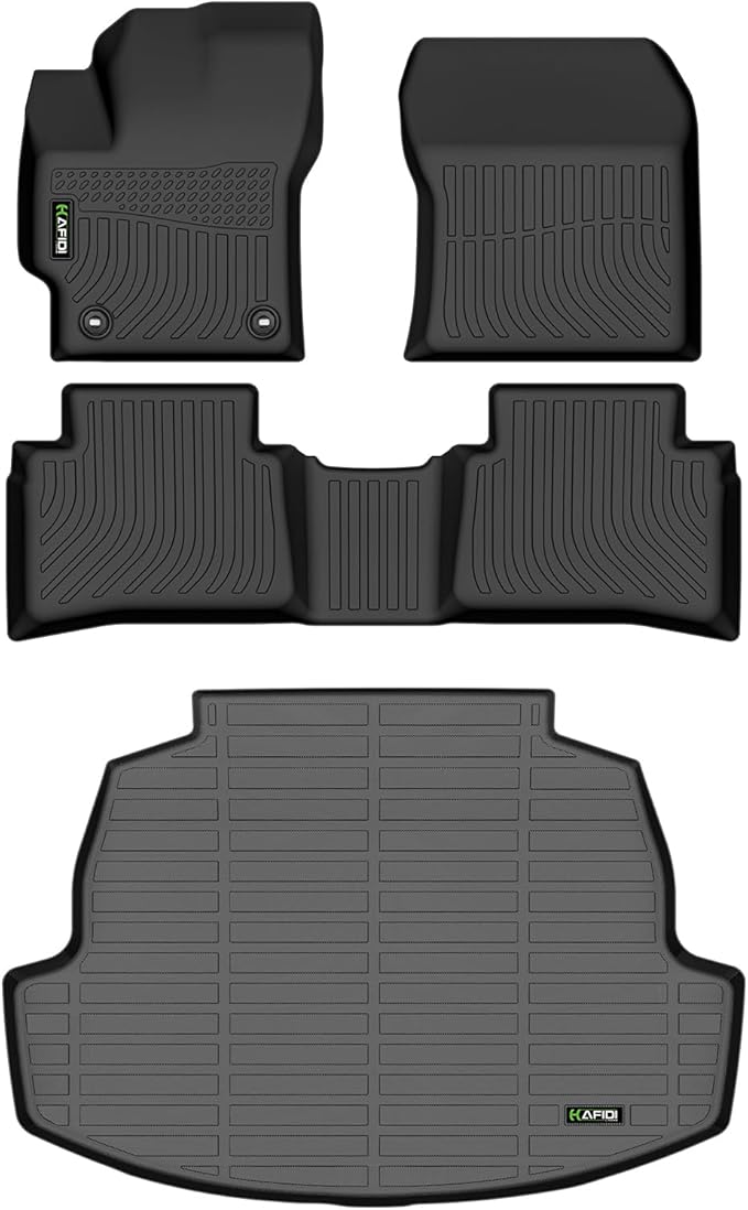 All Weather Car Floor Mats & Cargo Liner for Corolla Sedan 2020-2024 2025 2026(Include Hybrid) Custom Fit Full Set Accessories - Black (Not for Cross or Hatchback Model)