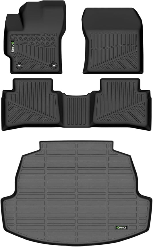 All Weather Car Floor Mats & Cargo Liner for Corolla Sedan 2020-2024 2025 2026(Include Hybrid) Custom Fit Full Set Accessories - Black (Not for Cross or Hatchback Model)
