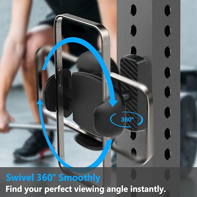 TONDA Magnetic Phone Holder for Gym, Adjustable Gym Phone Mount Holder,Super Magnets, 360 Adjustable Compatible with 4-7" Cell Phones, Gym Accessorie Essential Gifts for Men Women