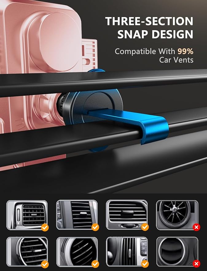 Wireless Car Charger, Phone Holders for Your Car, 15W Auto Clamping Phone Mount Car Accessories for iPhone 16 15 14 13 12 Mini Pro Max 11, Samsung Galaxy S24 Ultra S23 S22+ Note 20, etc-Pink