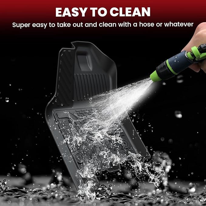 LASFIT Floor Mats for Ram 1500 Crew Cab 2025 2026 with Rear Under-Seat Factory Storage Bucket Seat, All Weather TPE Custom Fit Car Mats Floor Liners 1st & 2nd Row, Black