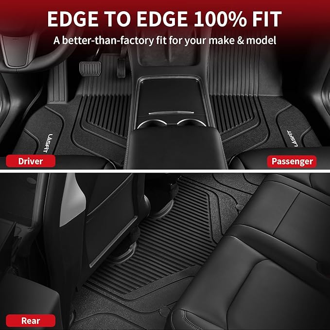 LASFIT Premium Extra Thick Floor Mats for Tesla Model 3 Highland 2024 2025 Custom Fit TPE All Weather Model 3 Interior Accessories Cargo Liner Front Rear Trunk Mat Full Set Car Mats 6 PCS