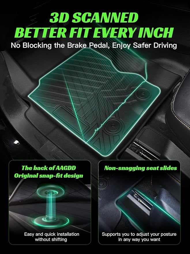 TPE All-Weather Floor Mats Cargo Liner for Ford Bronco 4 Door 2021-2025(Not for Bronco Sport) | Custom Fit Floor Liners Trunk Mat,1st & 2nd Row & Cargo Liner, Easy to Clean (4-Piece Set, Black)