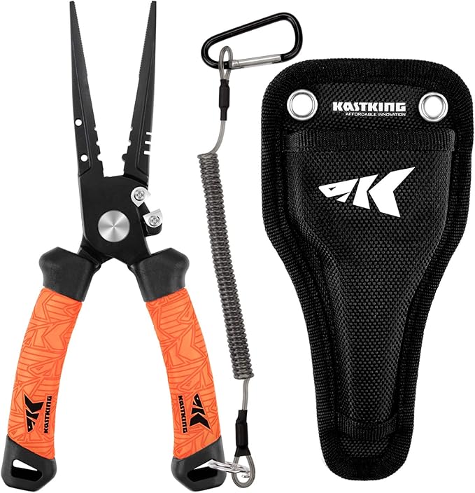 KastKing Speed Demon Pro Fishing Pliers, 420 Stainless Steel, Fishing Tools, Saltwater Resistant Fishing Gear, Tungsten Carbide Cutters, Corrosion Resistant Coating, SuperPolymer Grip Handles