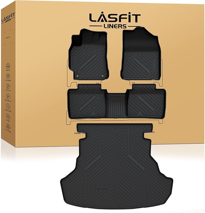 LASFIT Floor Mats for Toyota Camry 2015-2017 (Not Fit Hybrid) LE/SE/XLE/XSE, Custom Fit TPE All Weather Floor Liners for 2017 2016 2015 camry1st & 2nd Row Car Mats, Black