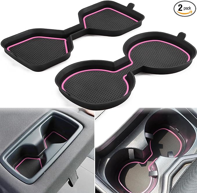 Auovo 3D Cup Holder Inserts for Toyota RAV4 Accessories 2025 2024 2023 2022 2021 2020 2019 Silicone Center Console Cup Holder Coaster Liner Mat Pad Interior Trims (Pink, 2pcs kit)