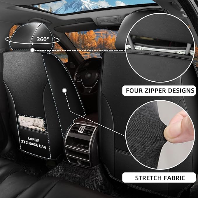 Seat Covers Fit for Chevrolet/Chevy Tahoe LT/LS/RST 2011-2024 2025 2026 Full Set Seat Covers Breathable 3D Lumbar Support Faux Leather Protector Car Seat Covers (Black & Grey)-2 Rows 5 Seats