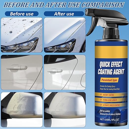 2Pcs Advanced Car Quick-Acting Coating Agent Spray, Car Scratch Wax Polish Quick Effect Coating Agent Spray for Shine & Protection, Cars Wax Oil Film Emulsion Glass Cleaner for Vehicles