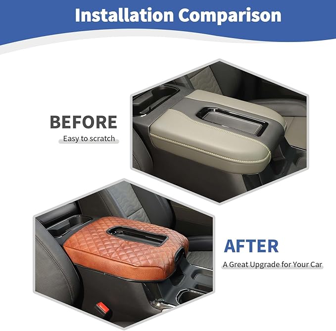 RT-TCZ for Silverado Center Console Cover Armrest Pad for Chevy Silverado Suburban Tahoe for GMC Yukon Sierra 2019 Up Brown Interior Accessories