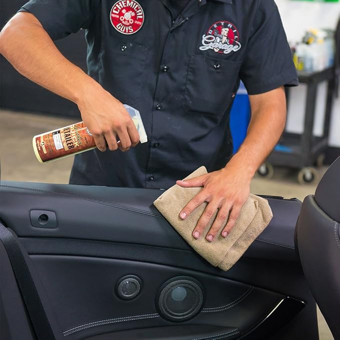 Chemical Guys Leather Quick Detailer - Interior Cleaner and Conditioner for Natural, Synthetic, Pleather, and More, Safe for Car Seats, Furniture, Apparel, Shoes & Boots, Leather Scented - 16 fl oz