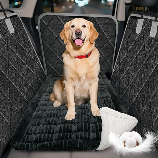 Thickened Dog Bed for Car Back Seat, Upgraded Bottom Non-Slip, Fits Hard Bottom car seat Cover for Dogs, Premium Dog Car Seat Cover