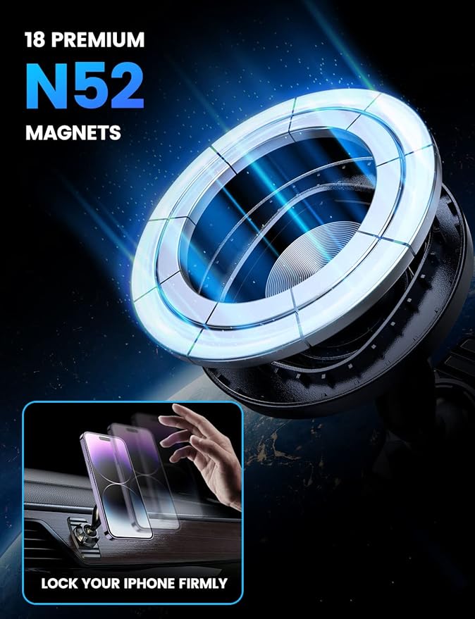 eSamcore Magnetic Phone Holder for Car, iPhone MagSafe Car Mount Strong Phone Magnet for Car Dashboard Cell Phone Holders for Your Car Fits Mag Safe iPhone 16/15/ 14/13 Pro Max Mini