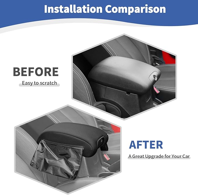 RT-TCZ for Jeep JK Center Console Armrest Pad Cover with Storage Bag for Jeep Wrangler JK JKU 2011-2017 Black Neoprene