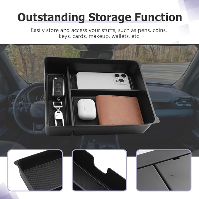 LUWU 2026 Passport Center Console Organizer Compatible with 2024 2025 2026 Honda Passport & 2023 2024 2025 Pilot & 2024 2025 Ridgeline Accessories Armrest Console Organizer Armrest Insert Tray (Black)