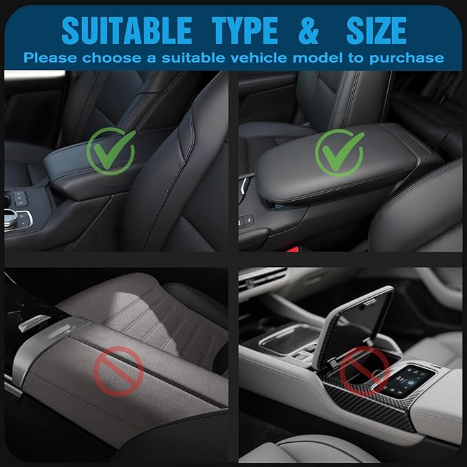 Upgraded Car Center Console Cover Microfiber Leather Armrest Cover Cushion with 2 Storage Bags&Universal Car Armrest Storage Box Universal Car Interior Accessory (2 Pockets, Beige)