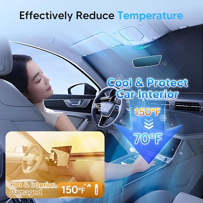 KUST Windshield Sun Shade for 2015–2019 Chevy Silverado 2500 3500 Window Accessories Shade Sun Cover Foldable Block UV Rays Keep Car Cooler