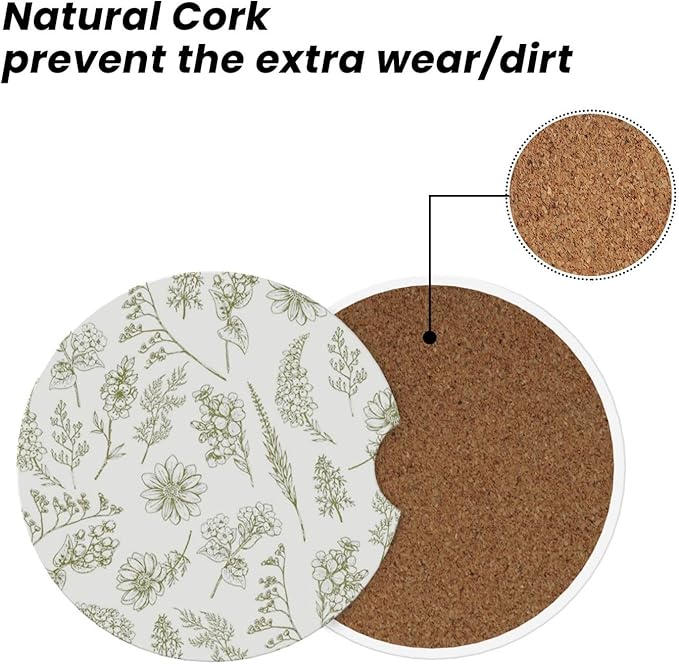 Vintage Green Flower Steering Wheel Cover Women