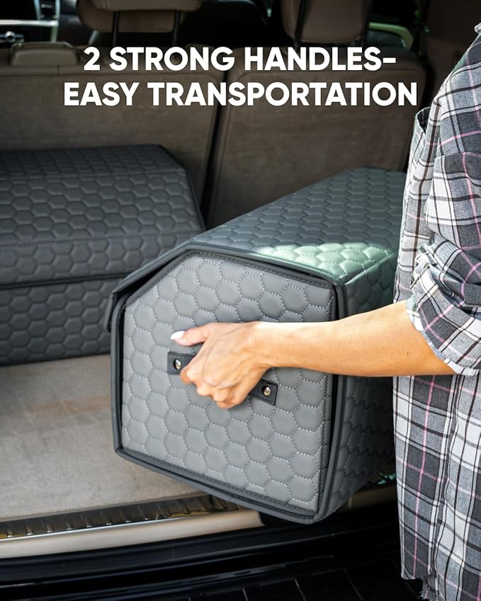 Owleys Car Tote Bundle - Trunk Organizer Set - Gray Interior Accessories (Gray 21.6" + 17.7")