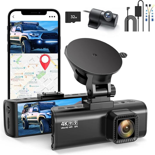 REDTIGER F7NP Dash Cam & Acc Hardwire Kit, 4K Starvis 2 Dash Camera for Cars with Built-in GPS WiFi and Included Memory Card