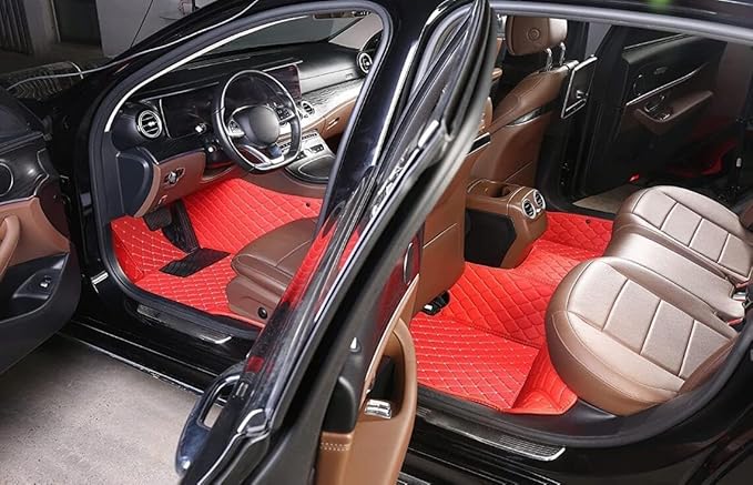 Errva Custom Personalized Floor Mats for Cars，Luxury Full Coverage All Weather Car Floor Mats，Anti-Slip Leather Car Mat Set ，Custom Floor Mats for 98.99% of Cars, Trucks & SUVs (Green Black)