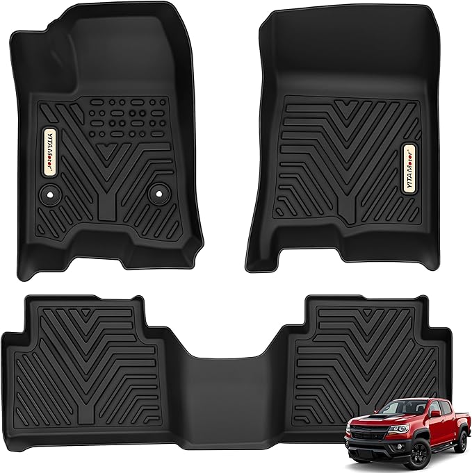 YITAMOTOR Floor Mats Compatible with Chevrolet Chevy Colorado Crew cab 2023 2024 2025 2026 & GMC Canyon 2023 2024 2025 2026, TPE All Weather Protection Slush 1st & 2nd Row Floor Liners, Black