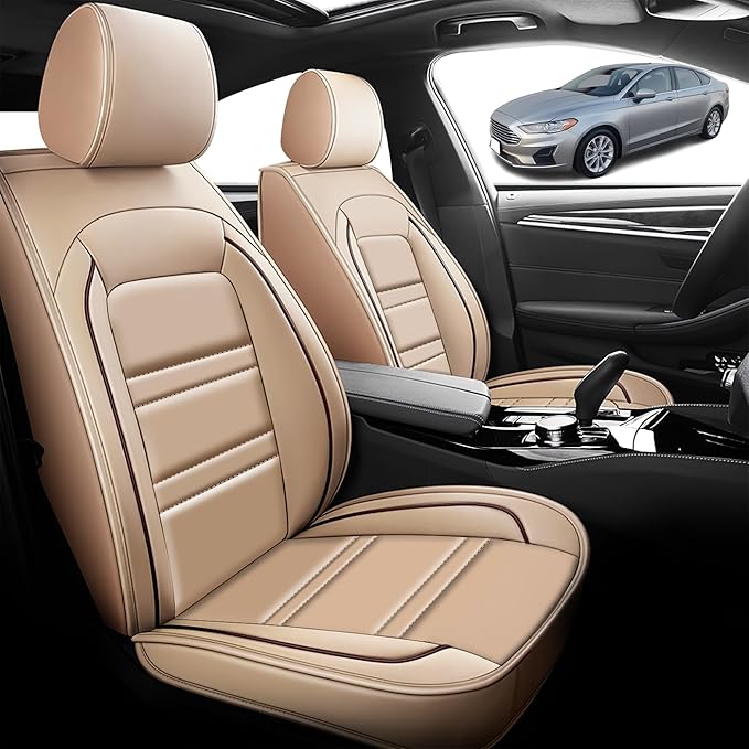 Seat Cover for Ford Fusion 2006-2020 | Car Seat Covers Front Seats, Waterproof Seat Protectors, Automotive Front Seat Covers (Front Seat, Beige)