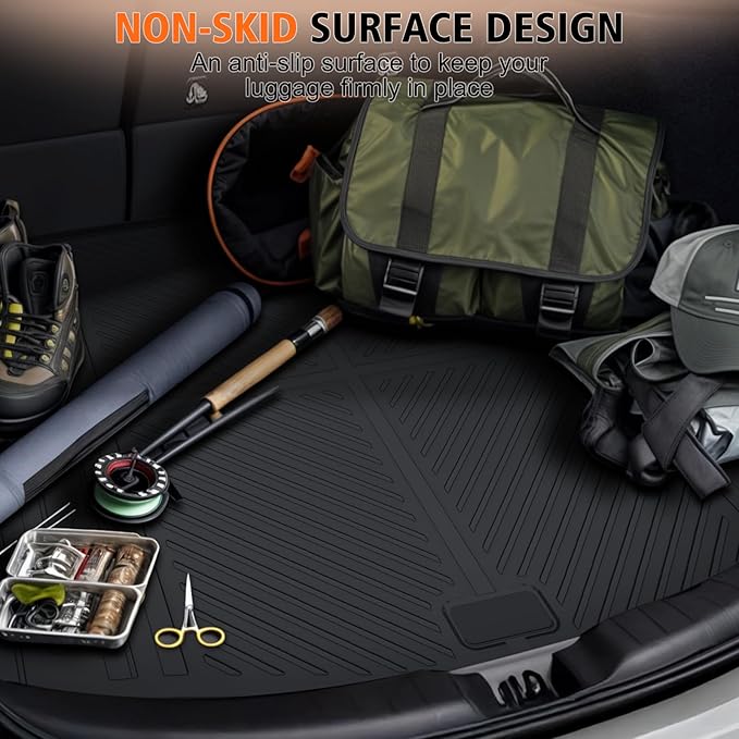 All Weather Floor Mats Cargo Liner for Ford Mustang 2015-2025 (NOT for Mach-E), TPE Rubber Floor Liners Anti-Slip Full Set Automotive Mats for 2025 Ford Mustang Accessories