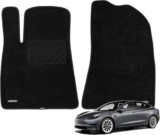 WENNEBIRD Superior Carpet Front Row Floor Mats for 2017-2023 Tesla Model 3 (Not for Highland), 0.6-Inch Ultra-Thick, Noise-Reducing, All-Weather Waterproof Anti-Slip – 2-Pc Set