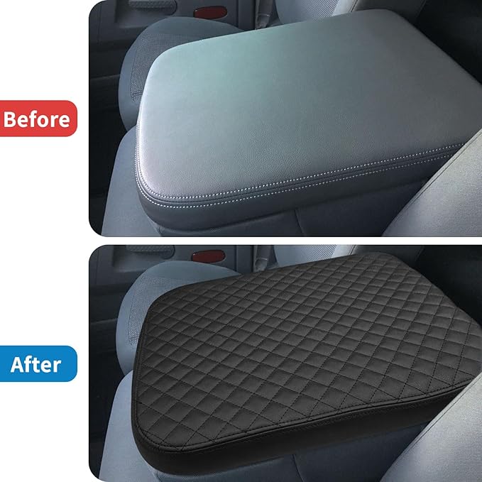 Xaido Center Console Cover Compatible with 2002-2008 2009 2010 2011 2012 Dodge Ram Accessories, Jump Seat Console Armrest Leather Protective Cover, Black