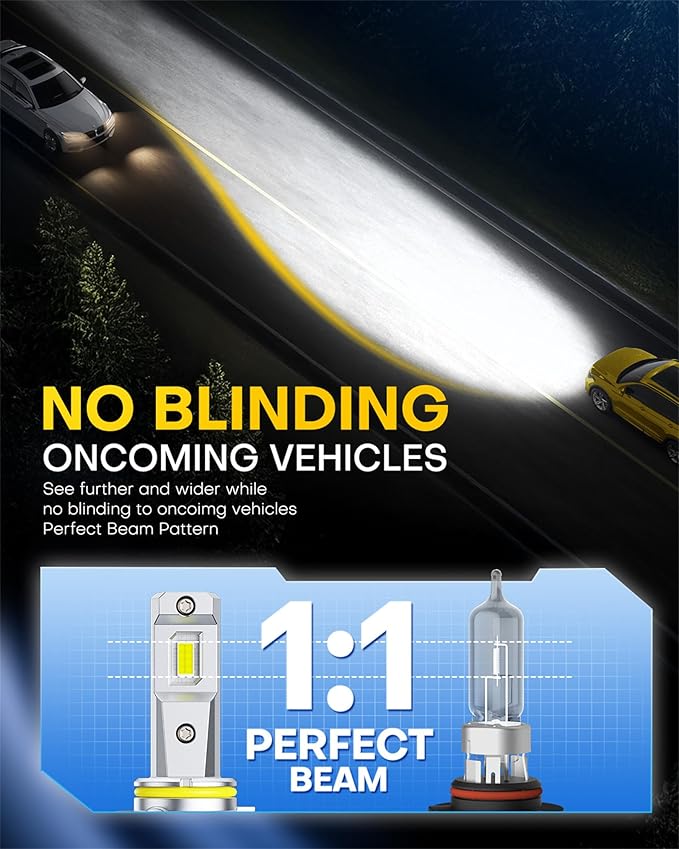 AUXITO 9005/9006 Bulb, 1000% Brighter, 1:1 Mini Size No Adapter Needed, 5 Min Quick Install, No Flicker, 99% Compatibility, Pack of 4