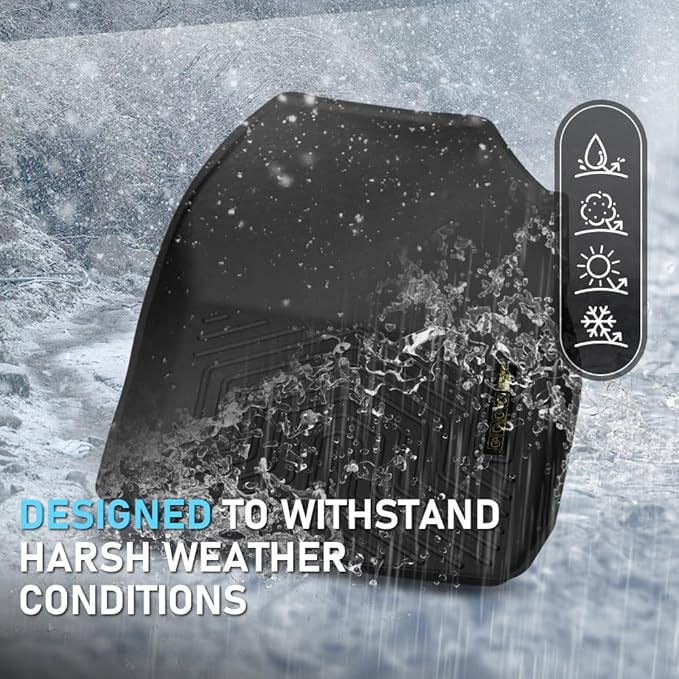 TPE Floor Mats Fit Chevy Silverado/GMC Sierra 1500 2014-2018 & 2500HD 3500HD 2015-2019 3PCS Crew Cab Truck Accessories Cargo Liners All Weather Protection Alfombra para Auto/Forro para Maletero