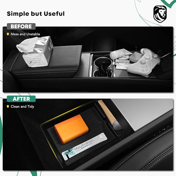 YHTAUTO Lower Center Console Organizer Tray Compatible with 2024 2025 Tesla Model 3 Highland (Standard/Premium/Performance), TPE Hidden Storage Box, Model 3 Highland Accessories 2PCS