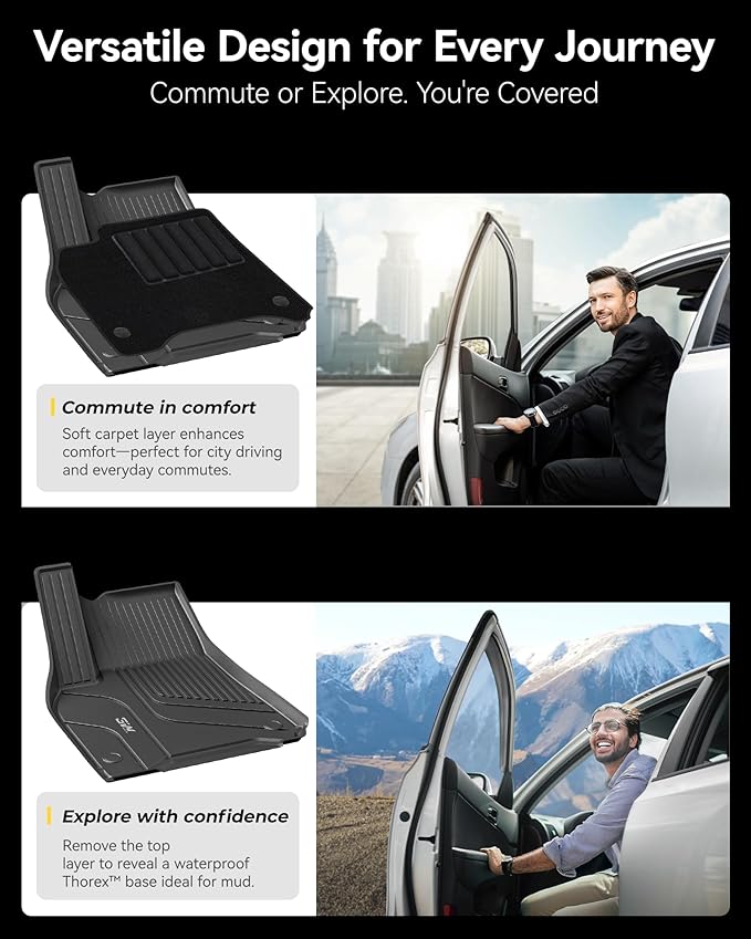 3W Floor Mats with Front Carpet on TOP Fit for Tesla Model Y 2020-2025 All-Weather TPE Full Set Floor Liners and Cargo Liner Mats Accseeories Custom Fit for Model Y 5-Seat(Not for Juniper)