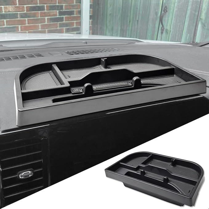 TACOBRO Interior Dashboard Storage Compatible with 2022-2025 Sierra/Silverado 1500 Accessories, 2024 2025 GMC Sierra/Chevy Silverado 2500HD/3500HD Dash Mounted Organizer Tissue Holder Tray