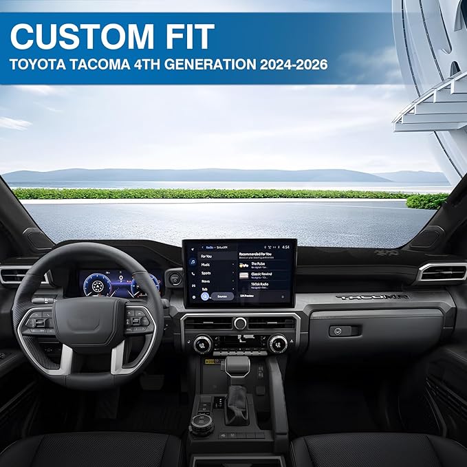 KUST Car Dash Cover Compatible with Toyota Tacoma 2024-2026 & 2025 Toyota 4Runner Dash Carpet Polyester Non-Slip Dash Protector Interior Accessories for Tacoma Custom Fit Dash Mat No Glare Black