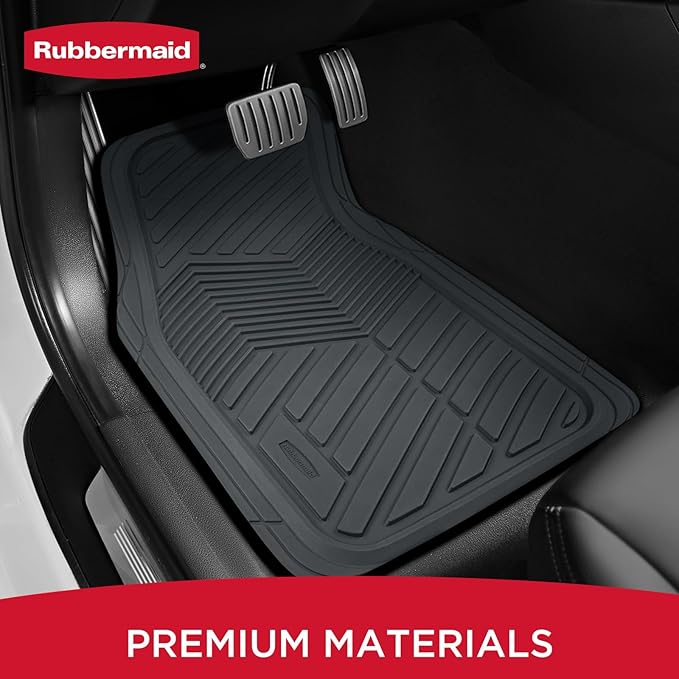 Rubbermaid Car Mats Full Set – All Weather Car Floor Mats Universal Trim-to-Fits Design,Heavy Duty Car Mats for Cars, SUVs, Trucks,and Vans - Beige