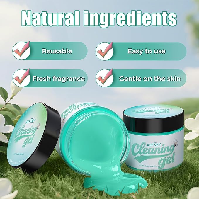 ASFSKY Car Cleaning Gel (Green,Magnolia) Cleaning Putty Universal Dust Cleaning Car Interior Cleaner Keyboard Dust Remover Car Slime Gifts for Men Women Girl（1 Pack）