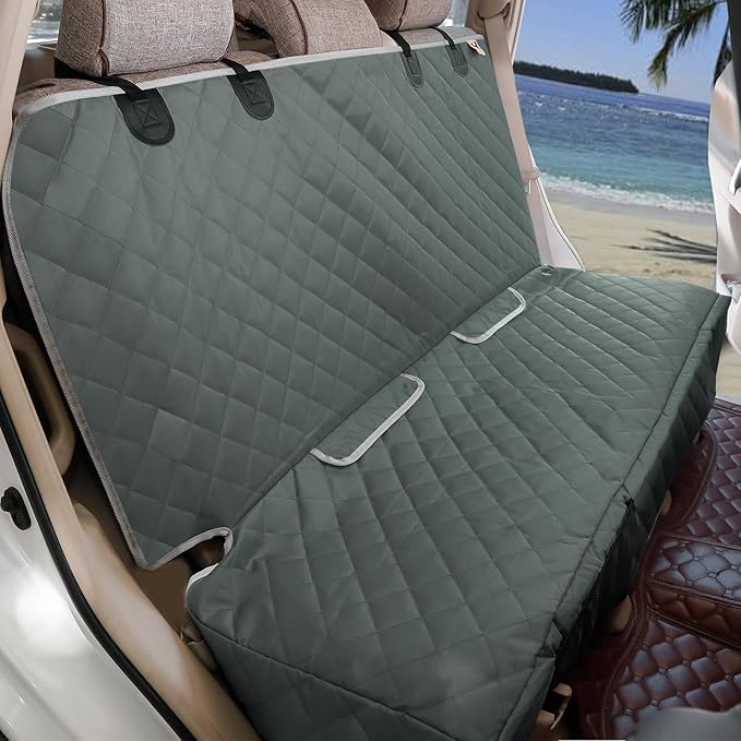 Dog Seat Cover for Back Seat More Durable Waterproof Backseat Protector, High Heat Resistant and Nonslip Back Seat Cover for Dogs Kids, Universal Size Fits Cars Trucks SUVs (Grey)