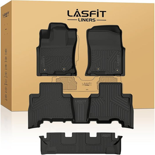 LASFIT Floor Mats for Toyota 4Runner 2013-2024 (Only for 7 Seats) All Weather Custom Fit Floor Liner for Toyota 4 Runner TPE Mats Front&Rear 3 Row Car Mats, Black