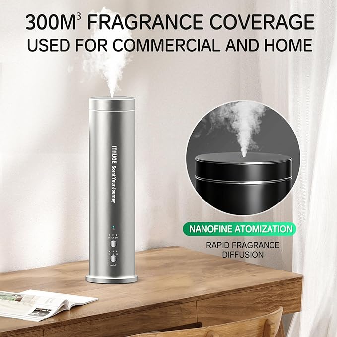 Waterless Essential Oil Diffuser for Large Room, 1200 Sq Ft Coverage with Bluetooth App & Remote Control with 100ml Empty Bottle, Cold Air Aromatherapy Machine for Home Office, Quiet Operation(M202B)