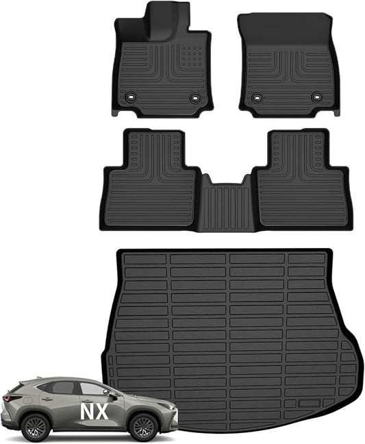 Wayhigh-for 2022-2025 Lexus NX/NX250/NX350/NX350 F Sport/NX350h/NX450h+/NX450h+ F Sport All Weather Floor Mats and Cargo Mat Set TPE Car Mats Waterproof Heavy Duty Rubber Floor Liners NX Accessories