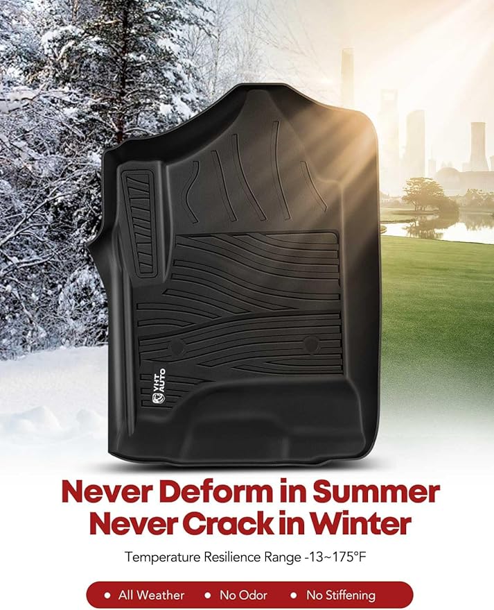 YHTAUTO Floor Mats Fit Chevy & GMC & Cadillac Models-Silverado, Suburban, Tahoe, Sierra, Yukon, Escalade, TPE All Weather Car Mats Waterproof Odorless Floor Liner