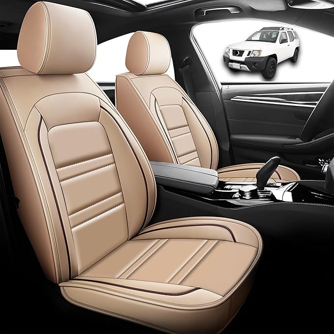 Seat Cover for Nissan Car Xterra 2000-2015 | Car Seat Covers Front Seats, Waterproof Seat Protectors, Automotive Front Seat Covers (Front Seat, Beige)