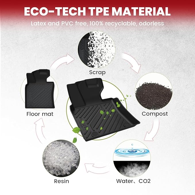 LASFIT Floor Mats for Toyota Camry 2018-2024 (Only Fit Hybrid), Custom Fit TPE All Weather Floor Liners for Camry 2018 2019 2020 2021 2022 2023 2024 1st & 2nd Row Car Mats, Black