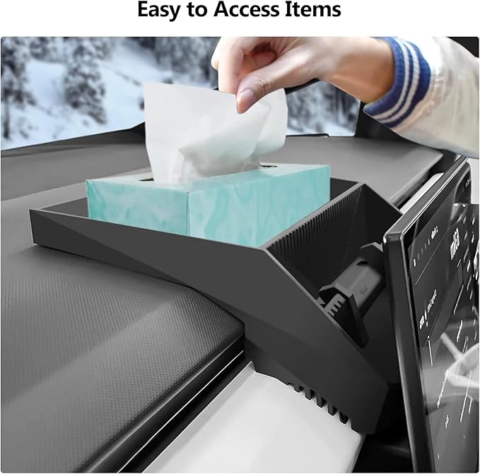 Tesla Cybertruck Hidden Screen Dash Storage Tray Cybertruck Center Console Organizer Dashboard Behind Screen Storage Box Phone Holder Safer Driving Avoid Distractions Cybertruck Accessories 2025 2024