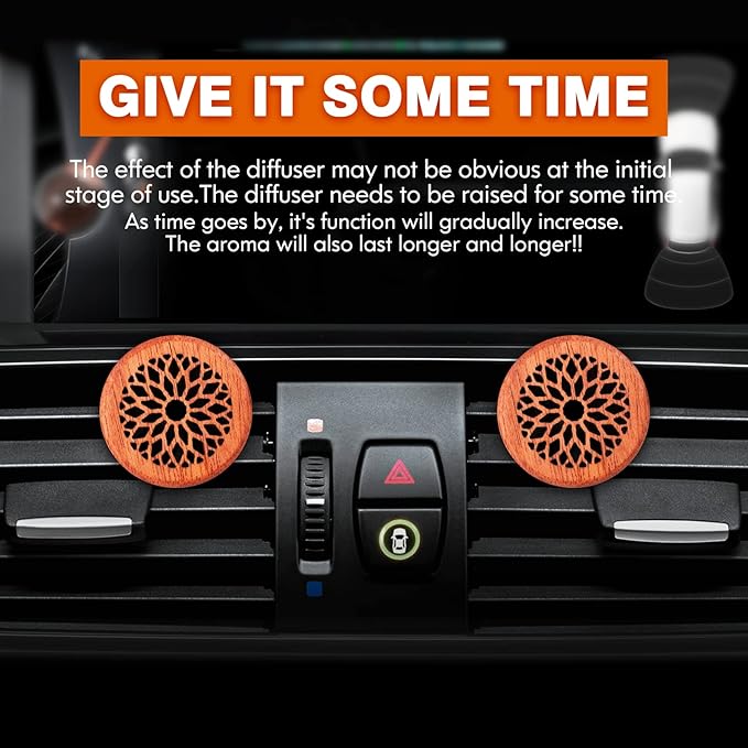 Essential Oil Car Diffuser, 2 PCS Flower Car Aromatherapy Wood Diffuser with Vent Clip