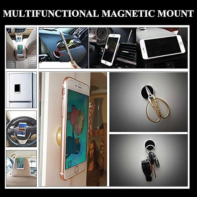 SALEX Magnetic Phone Mount 3 Pack with 3M Adhesive, Black Flat Cell Phone Holder for Car Dash, Truck, Wall, Mirror, Table