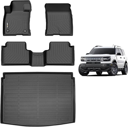 AIPOIL® Floor Mats & Cargo Liner Set for 2021-2024 2025 Ford Bronco Sport | All-Weather | Easy to Clean | All-Round Protection丨Full Set Automobile mats Accessories - Black
