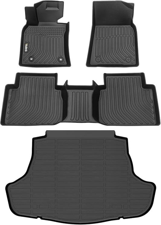Wailtnb-Car Floor Mats & Cargo Mat Custom for Toyota Camry 2018-2024 (Not for Hybrid & AWD) Waterproof Durable All Weather Protection Floor Liner Full Set Toyota Camry Accessories Black